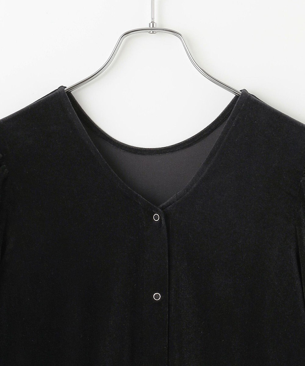 #Newans 【洗濯機可／ 前後着用可】 ギャザースリーブシアーベロアカーディガン 