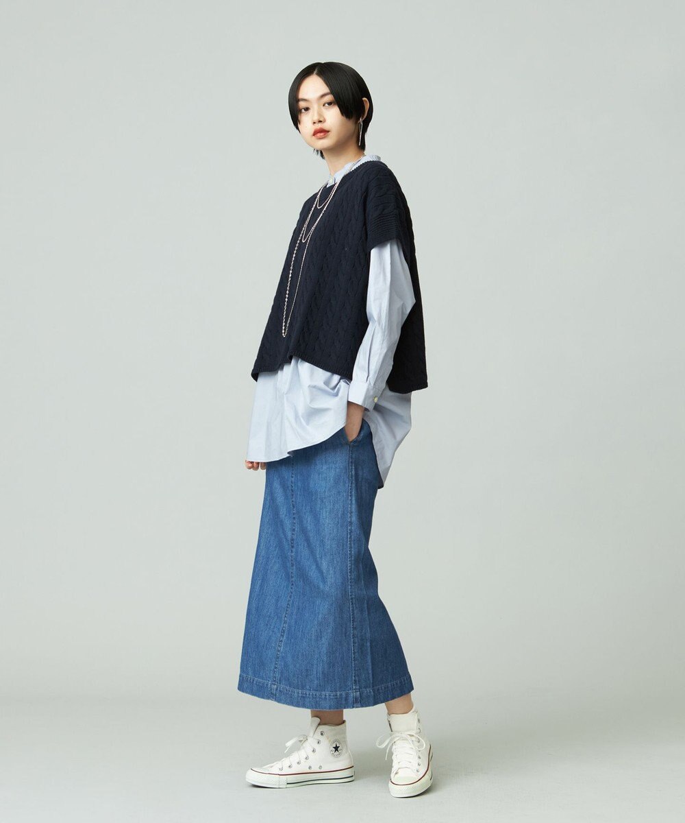 J.PRESS YORK STREET 【WOMEN】コットンニット ケーブルポンチョ 