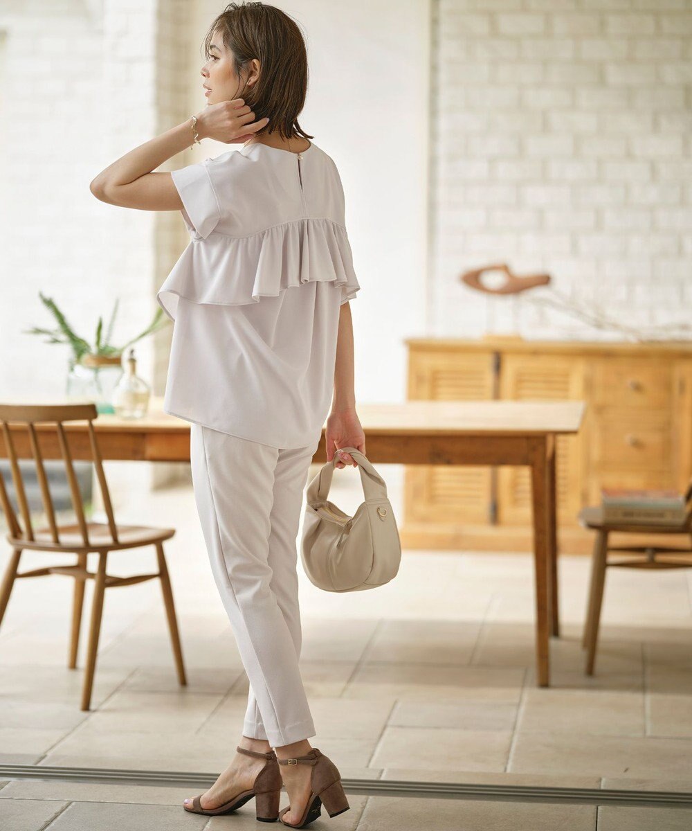 組曲 S 【接触冷感・UVケア】ライトアムンゼンジャージー フリルブラウス 