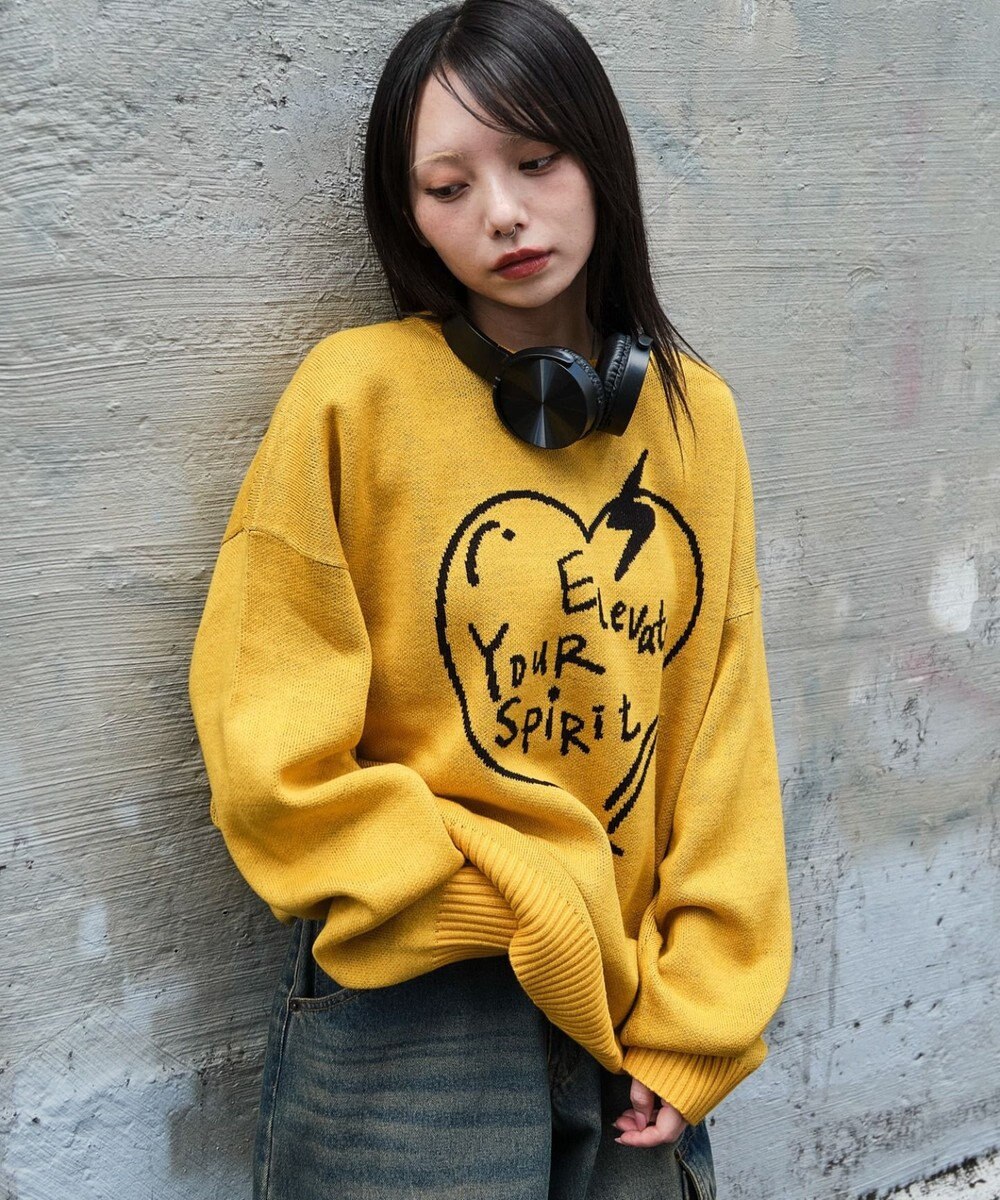 WEGO 【ユニセックス着用ITEM/SMLサイズ展開】ジャガードグラフィックプルオーバー 