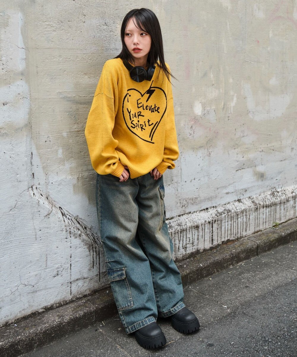 WEGO 【ユニセックス着用ITEM/SMLサイズ展開】ジャガードグラフィックプルオーバー 