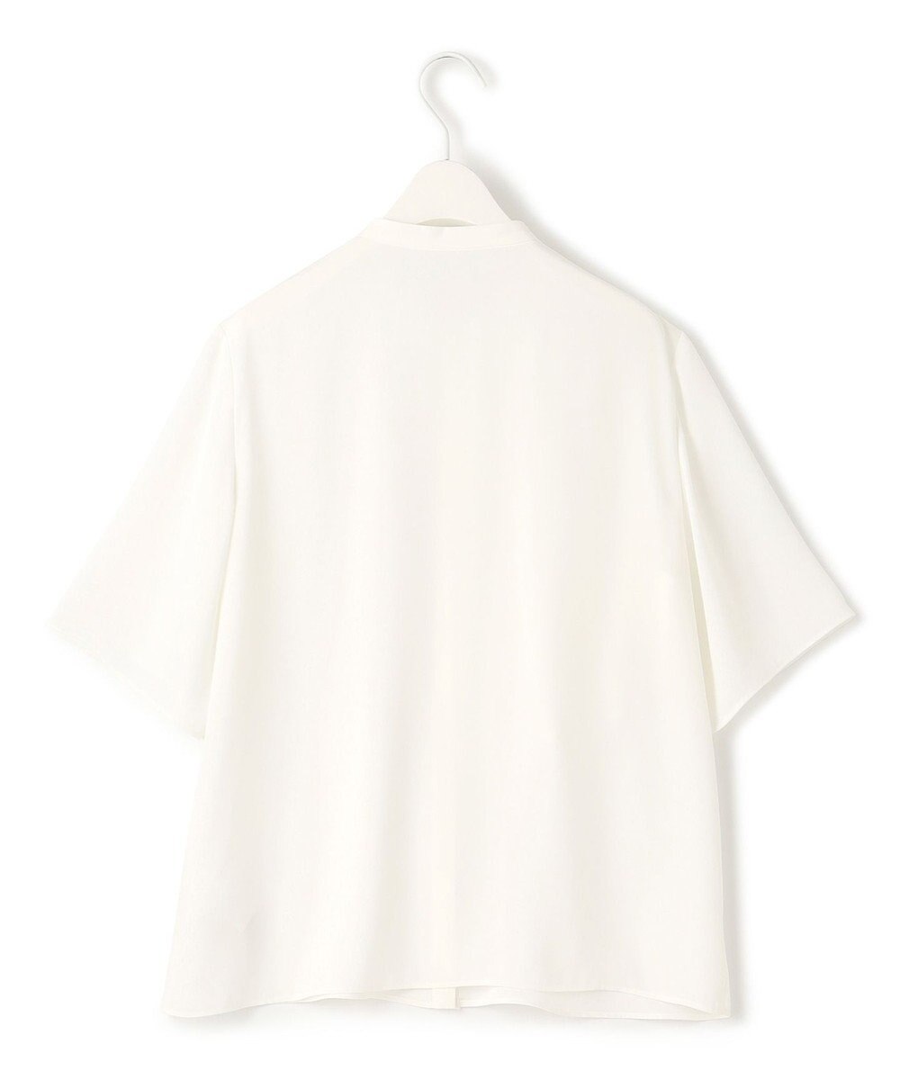 ICB 【洗える】BackSatinAmunzen 5分袖ラッフルデザインブラウス 