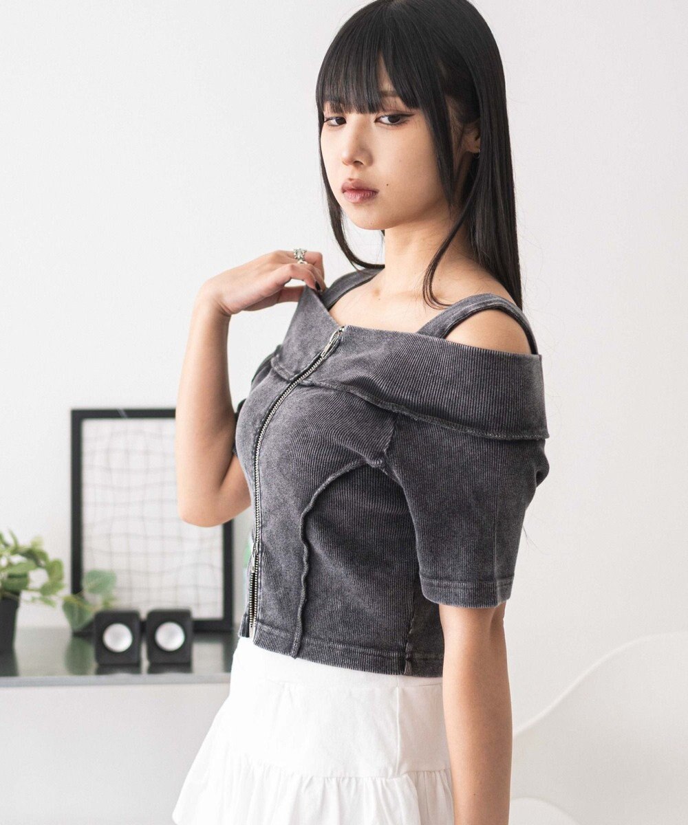 WEGO オフショルWジップトップス 