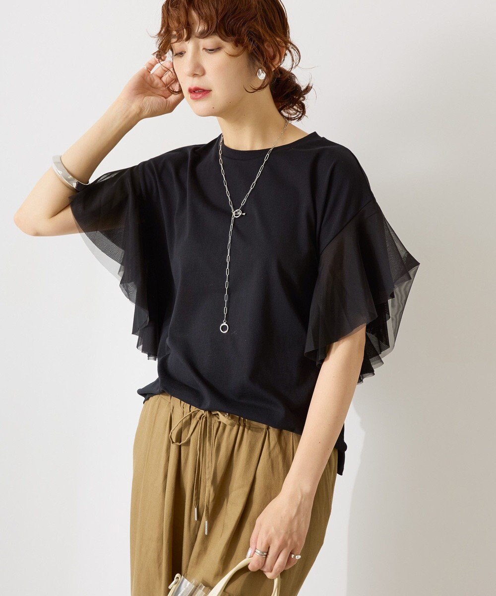 AMERICAN HOLIC 【WEB限定】袖チュールサイドスリットプルオーバー 