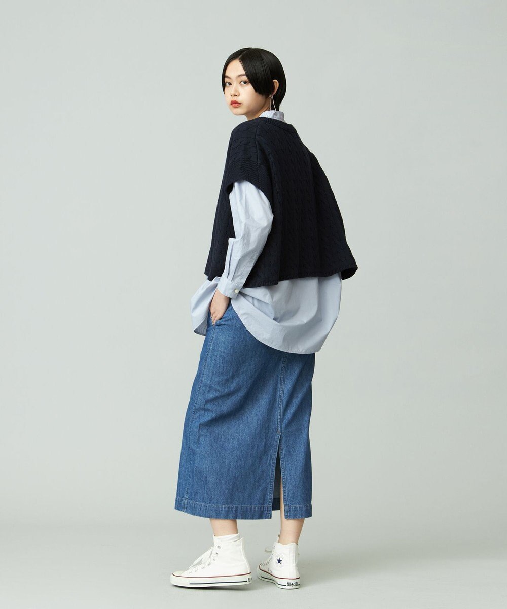 J.PRESS YORK STREET 【WOMEN】コットンニット ケーブルポンチョ 