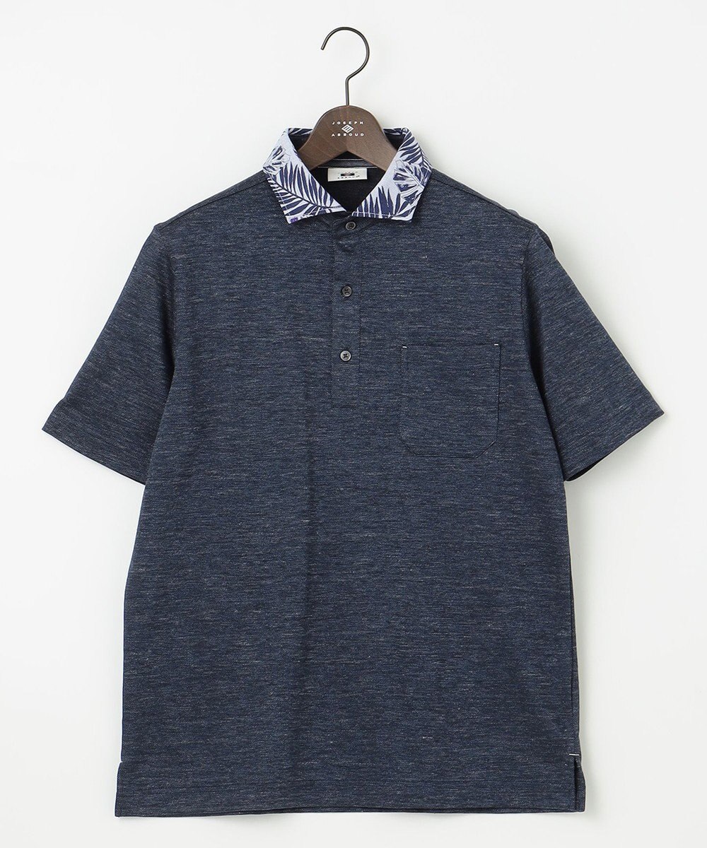 JOSEPH ABBOUD 【吸水速乾】リネンハニカム ポロシャツ(リーフ柄） 
