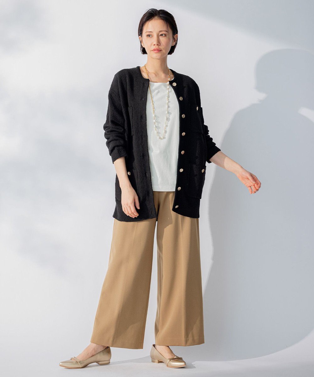 自由区 L 【WEB限定カラーあり/洗える/撥水加工】TRギャバ ワイドクロップドパンツ 