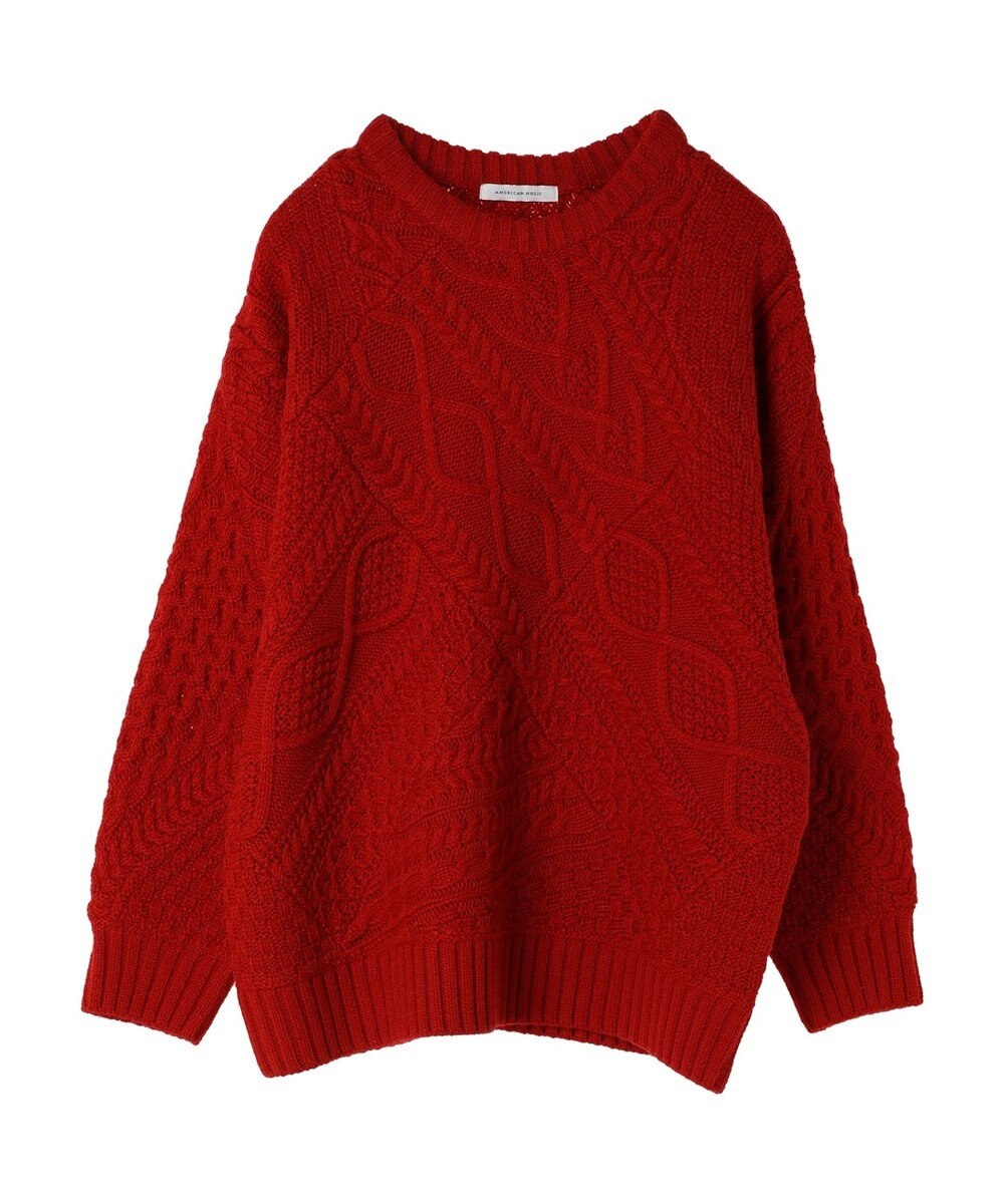 AMERICAN HOLIC パッチワークケーブルニットチュニック 