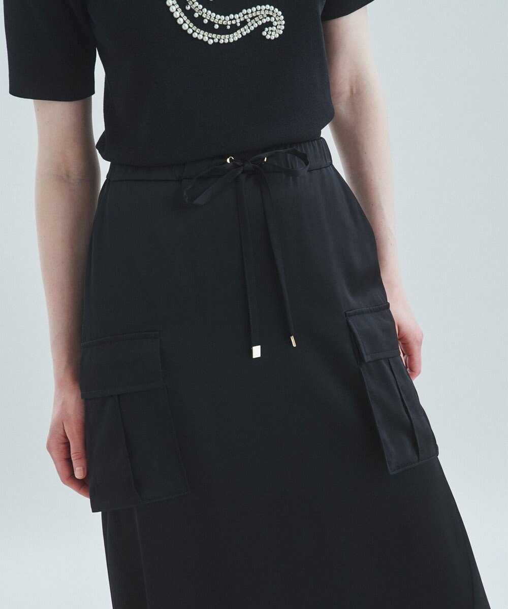 GRACE CONTINENTAL サテンミリタリーロングスカート 