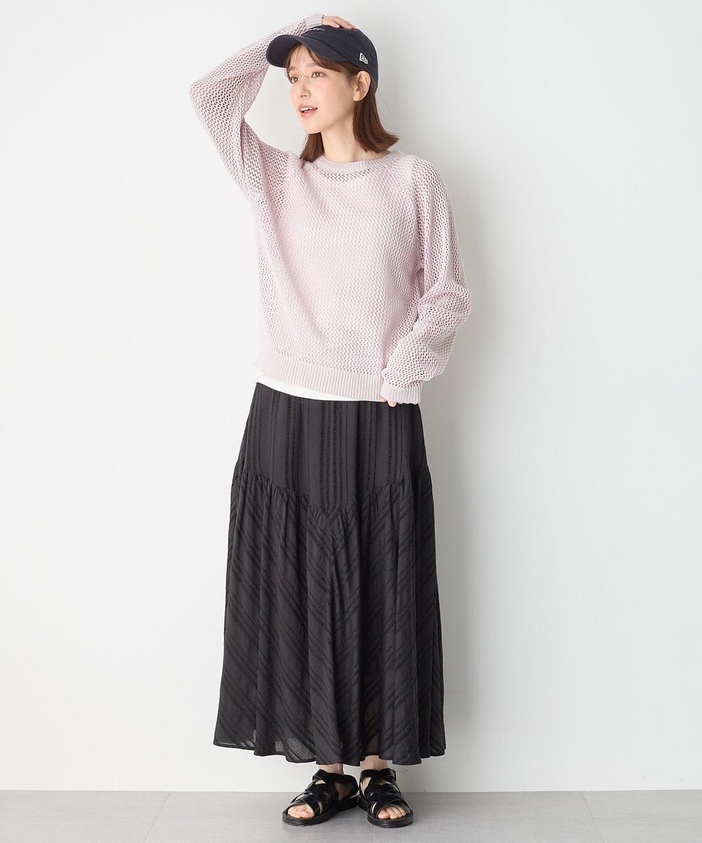 ANY 【ウエストゴム】モールストライプティアードスカート 
