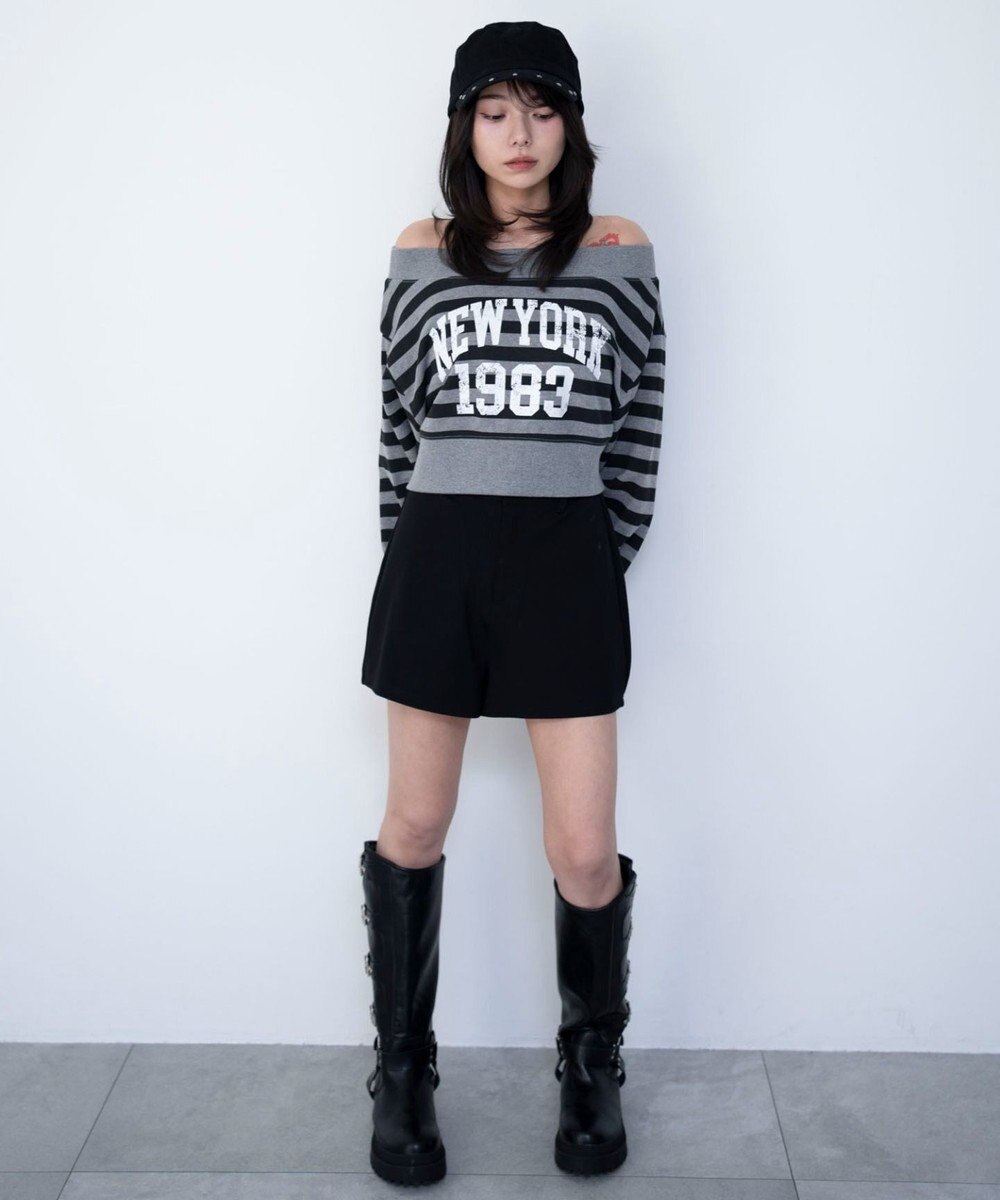 WEGO グラフィックオフショルショートスウェット 