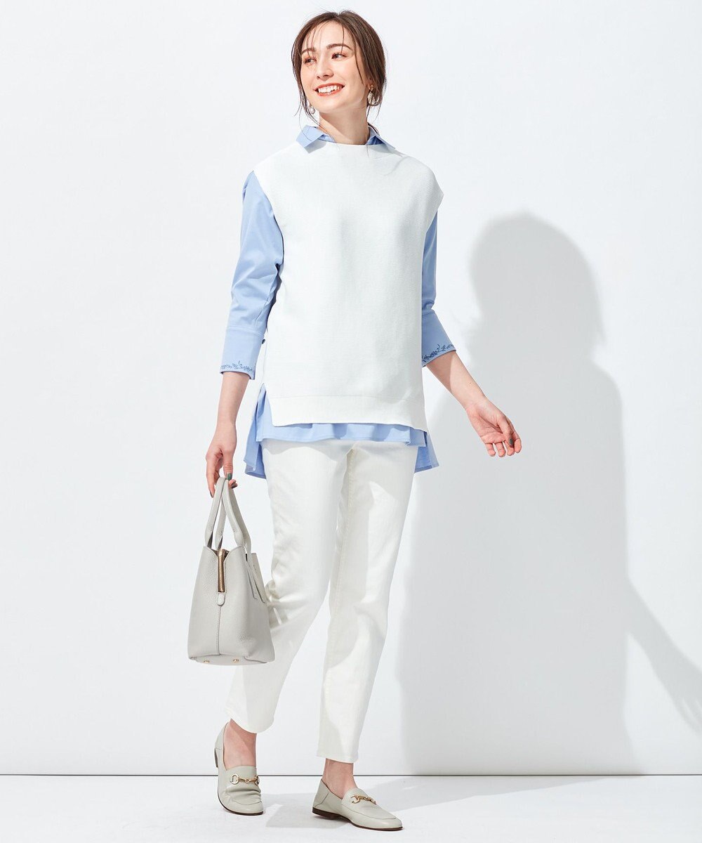 自由区 【洗える】エンブロイダリー スキッパーチュニック 