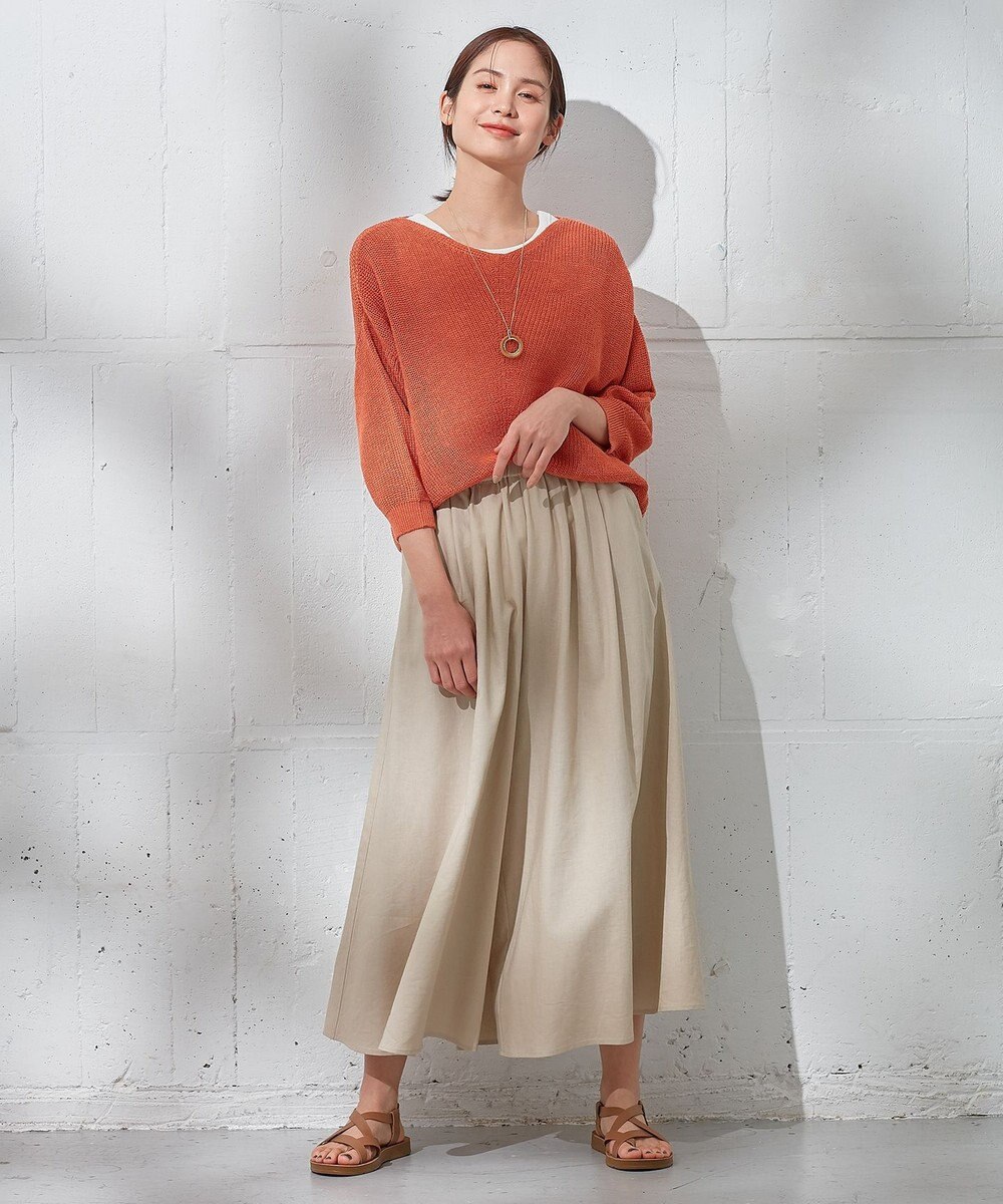 ANY 【ウエストゴム/接触冷感/UVケア】清涼リネンスカーチョ 