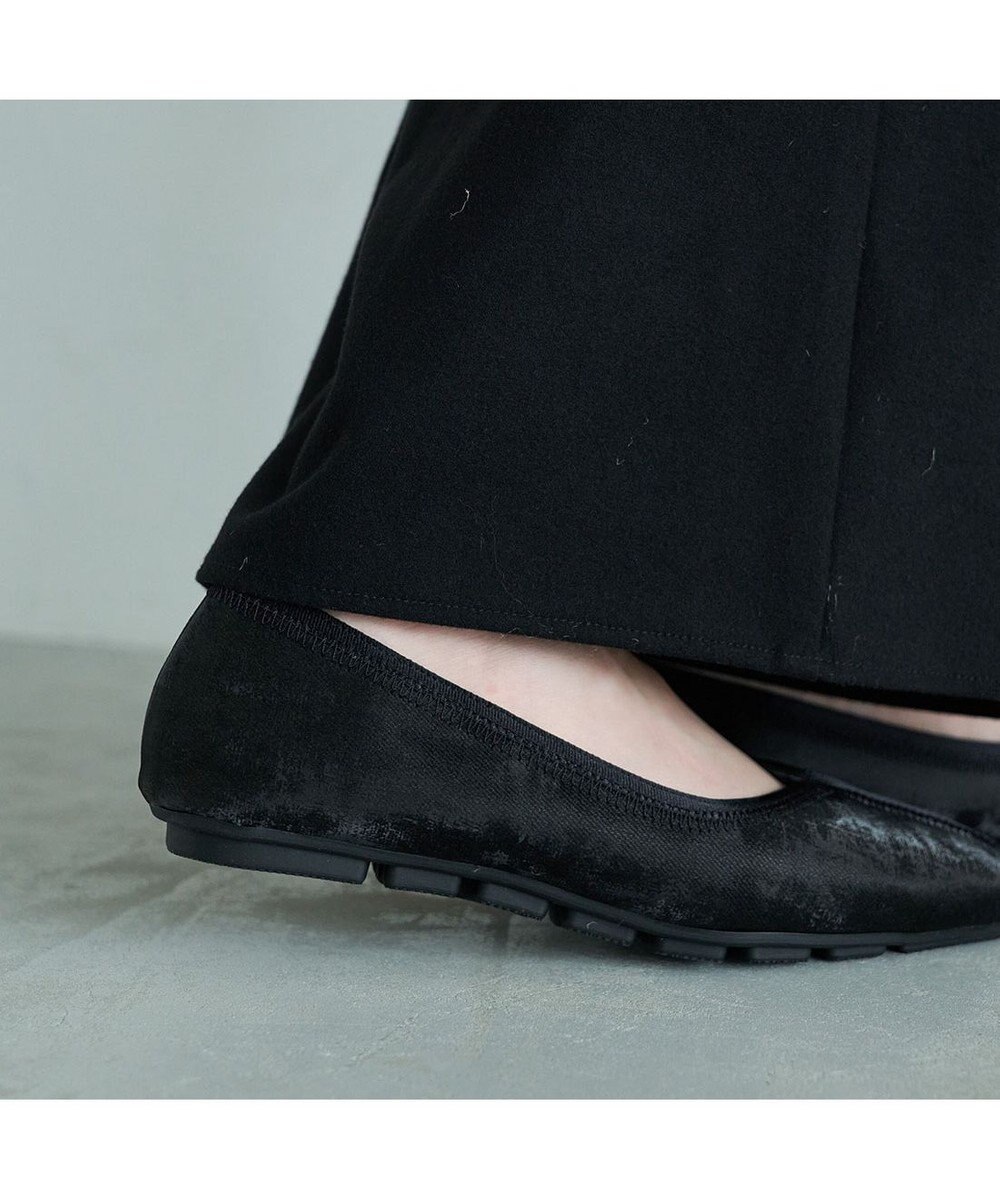 MODE ET JACOMO <carino>スクエアトゥ切り替えデザインフラットパンプス 