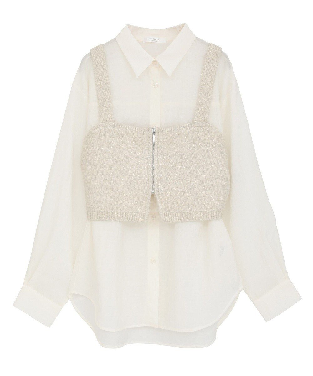 Green Parks ＳＥＴ２点ラメシャギービスチェ＋シャツ 