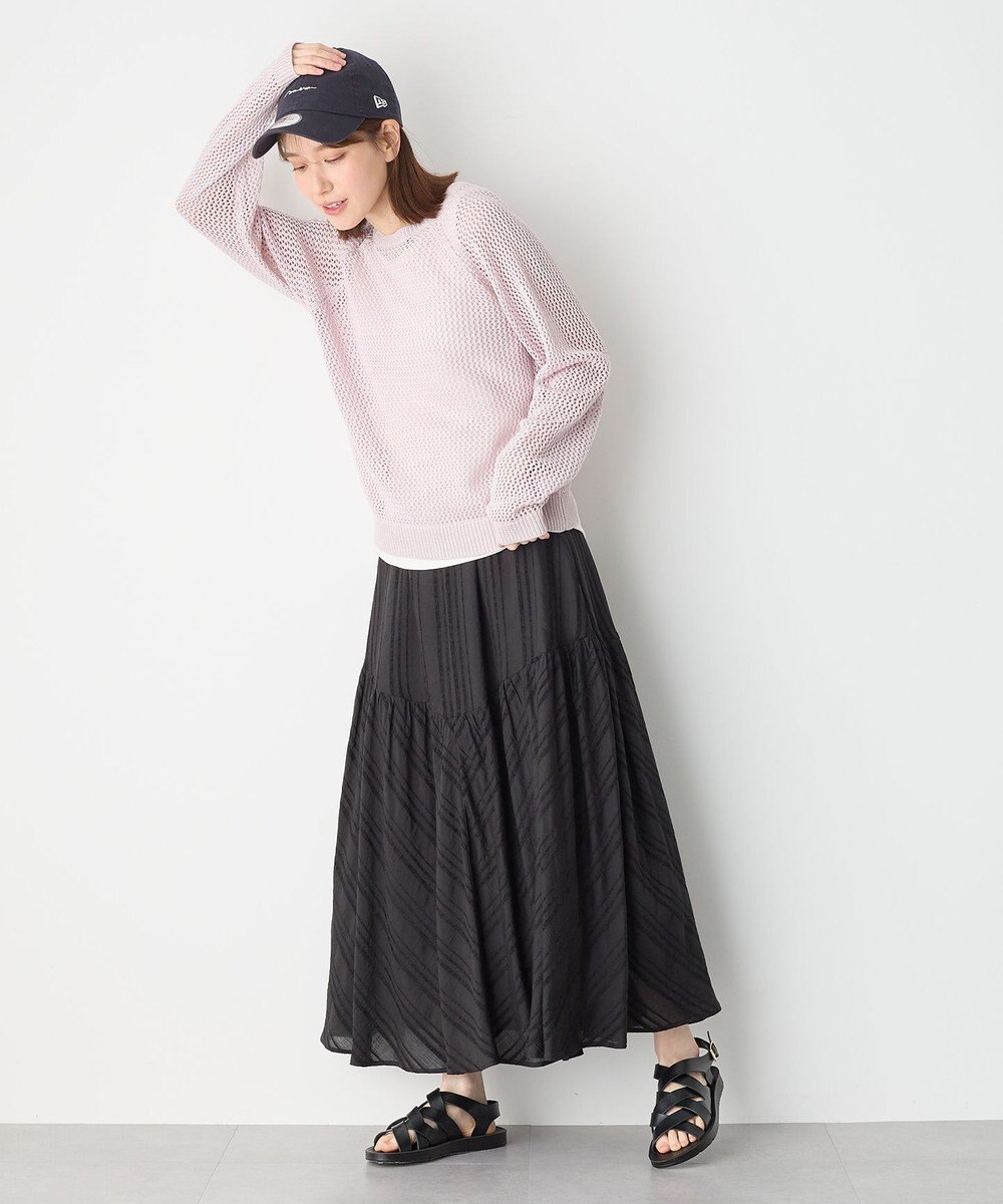 ANY 【ウエストゴム】モールストライプティアードスカート 