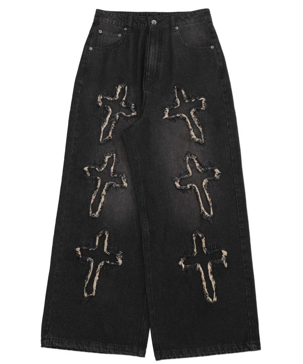 WEGO 【ユニセックス着用ITEM】フリンジデニムパンツ 