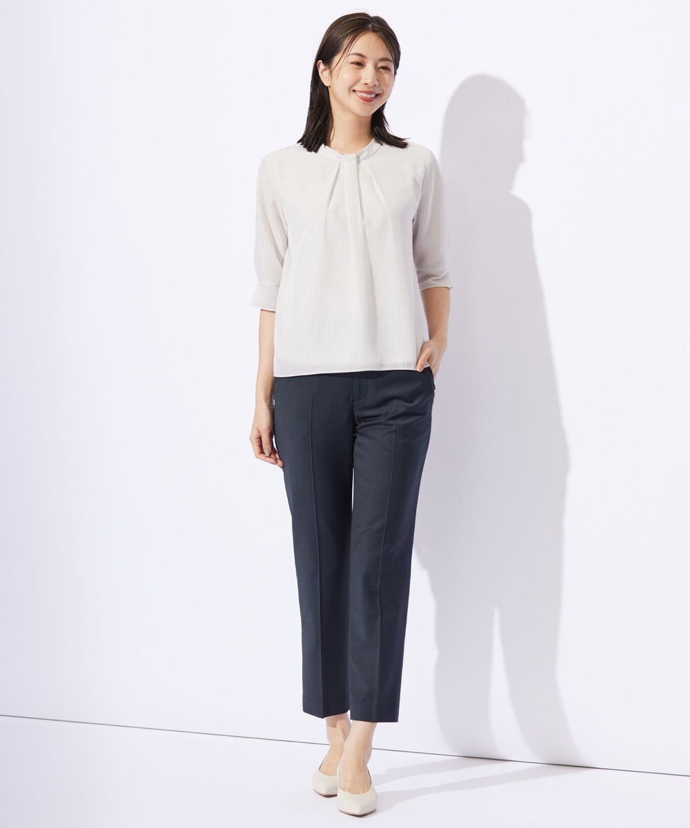 J.PRESS LADIES L シャドーストライプ ボウタイ風 カットソー 