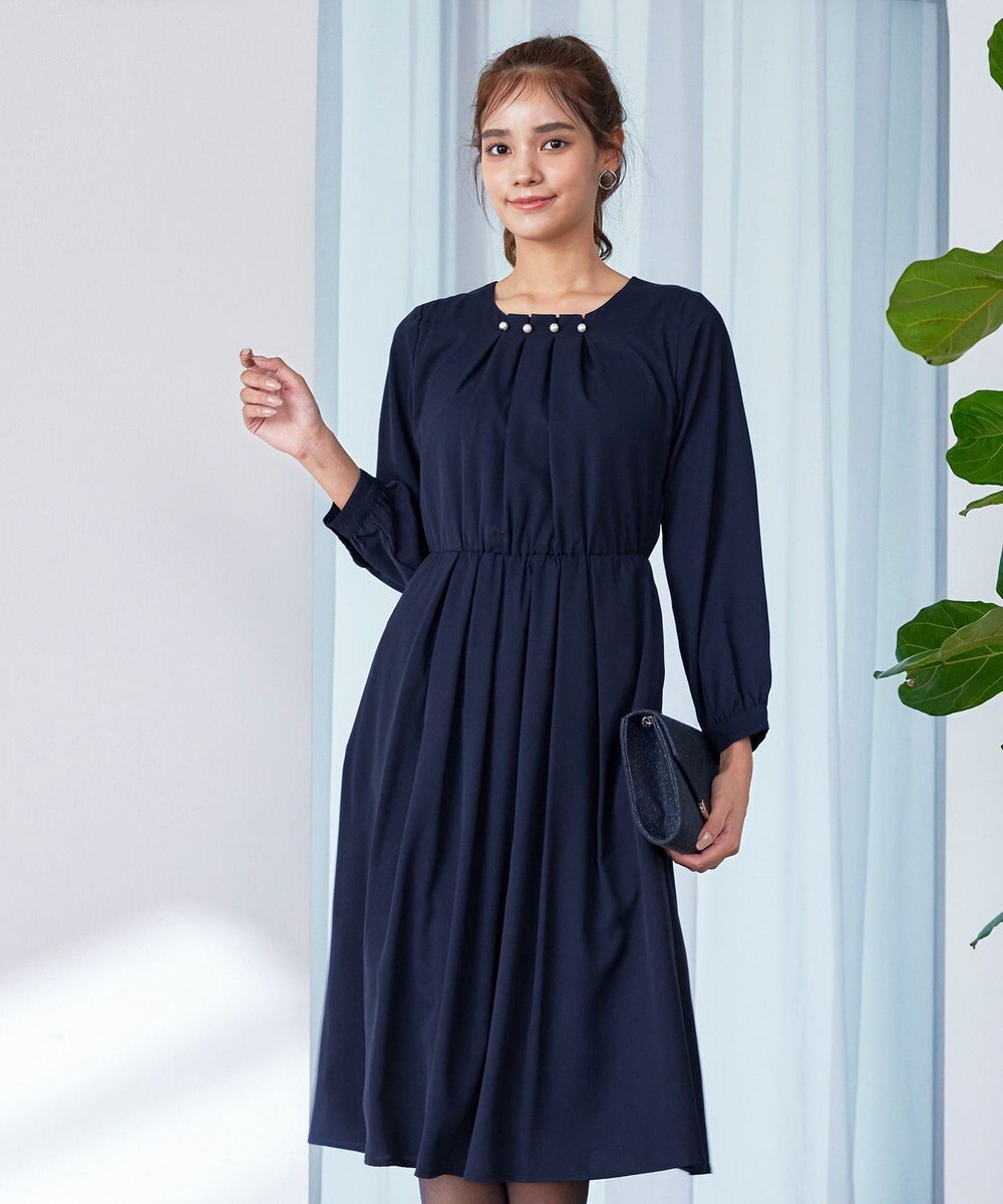 Tiaclasse 【洗える】タックパールワンピース 