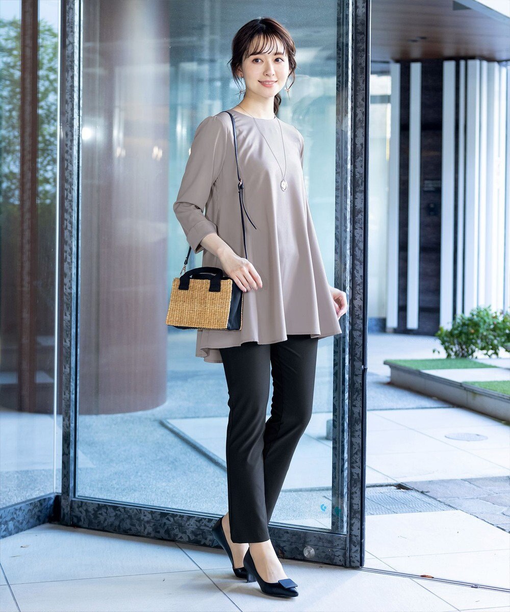 Tiaclasse L 【小倉優子さん着用・選べる袖TYPE・洗える】バックフレアチュニック 