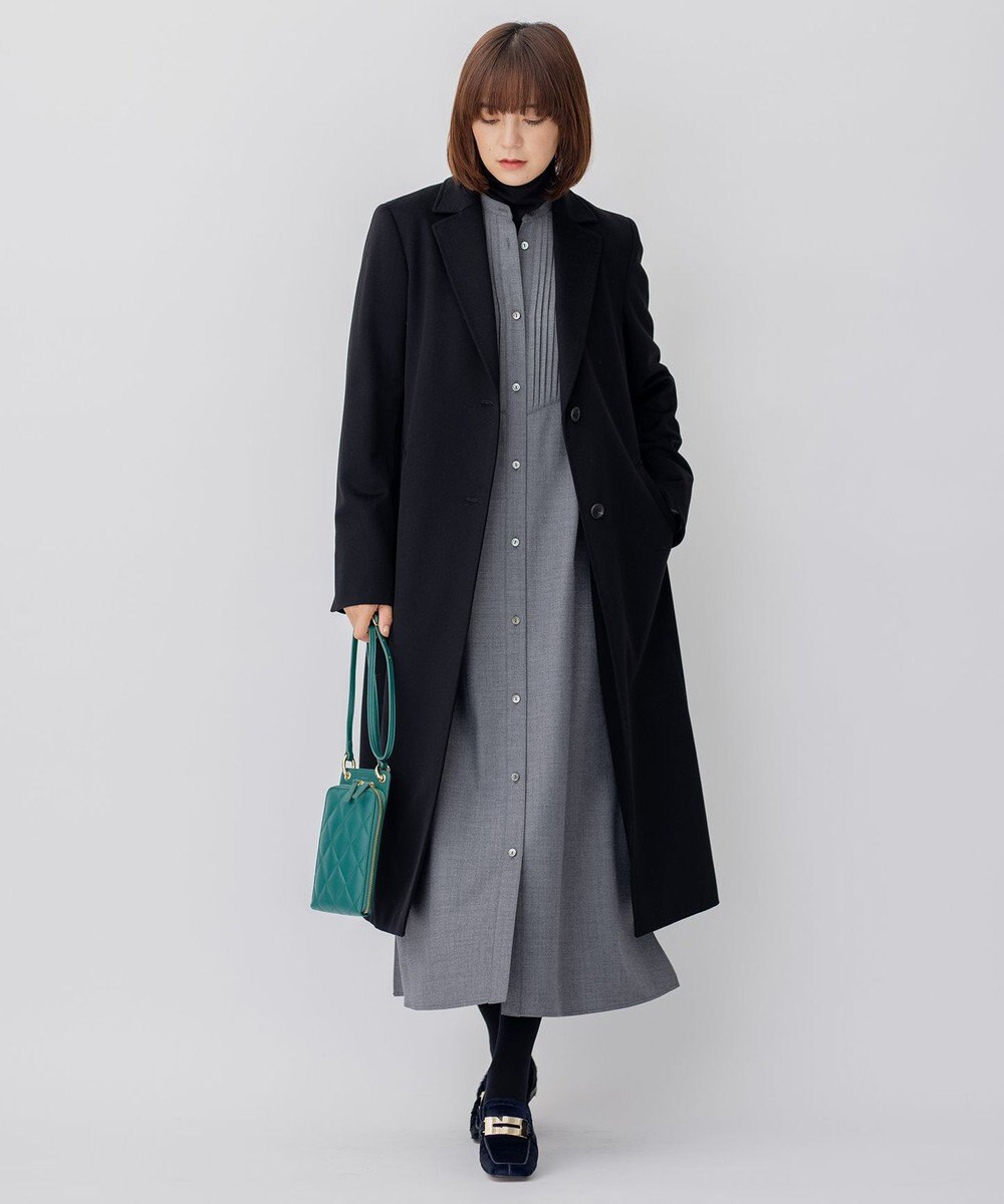 23区 L 【CLASSY.コラボ/洗える】ウールストレッチツイル ピンタック ワンピース 