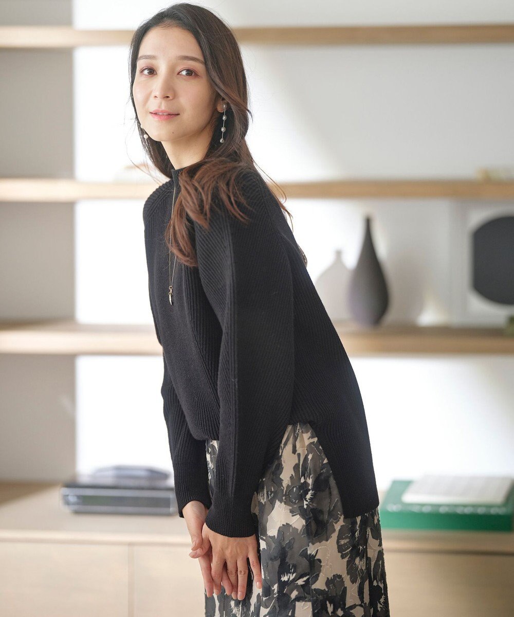 ANY SIS 【洗える・セットアップ可】アンチピリング変形畔 ボトルネック ニット 