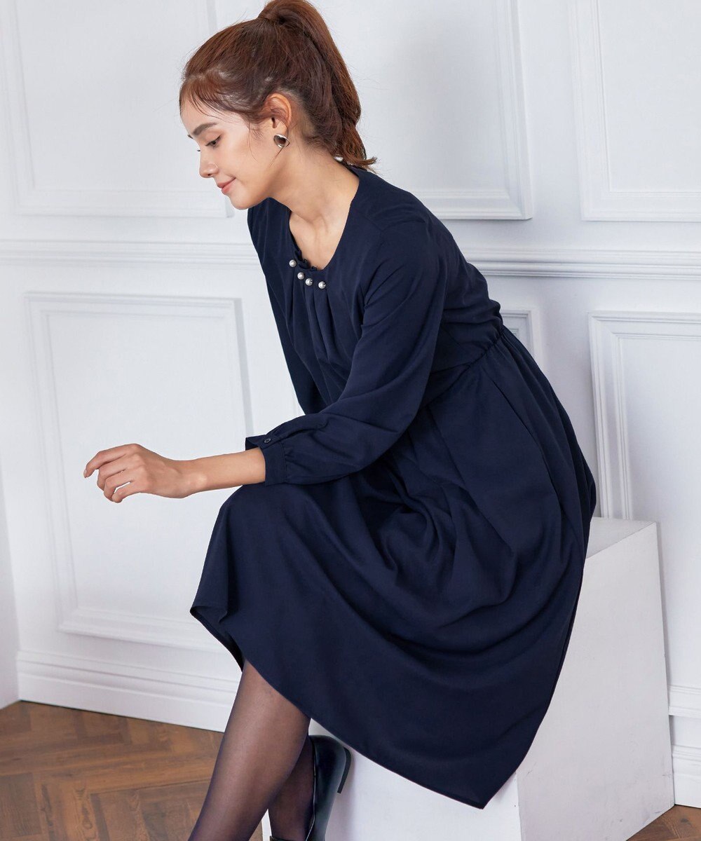 Tiaclasse 【洗える】タックパールワンピース 