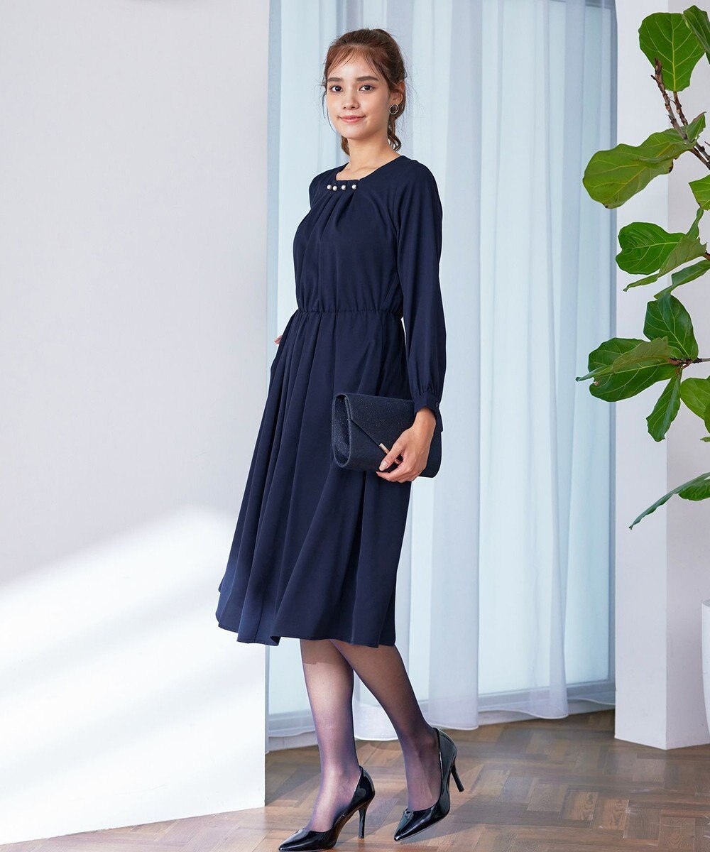 Tiaclasse 【洗える】タックパールワンピース 