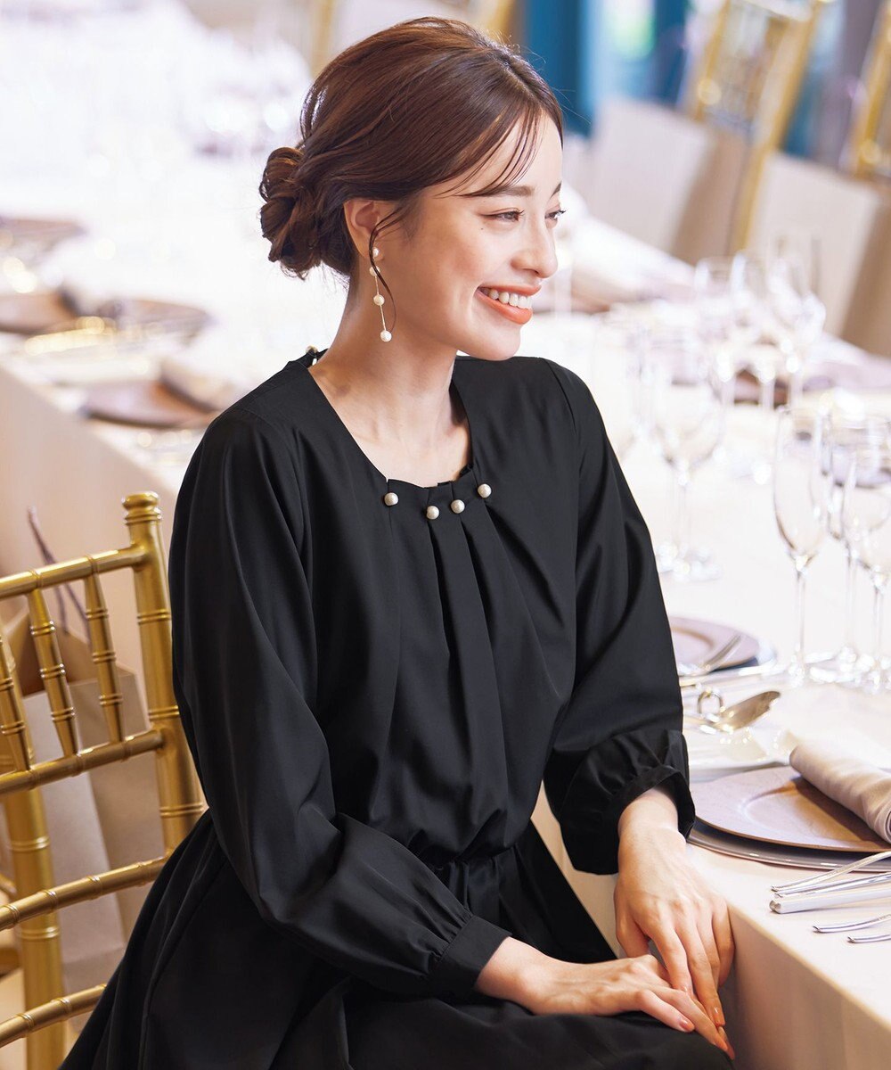 Tiaclasse 【洗える】タックパールワンピース 