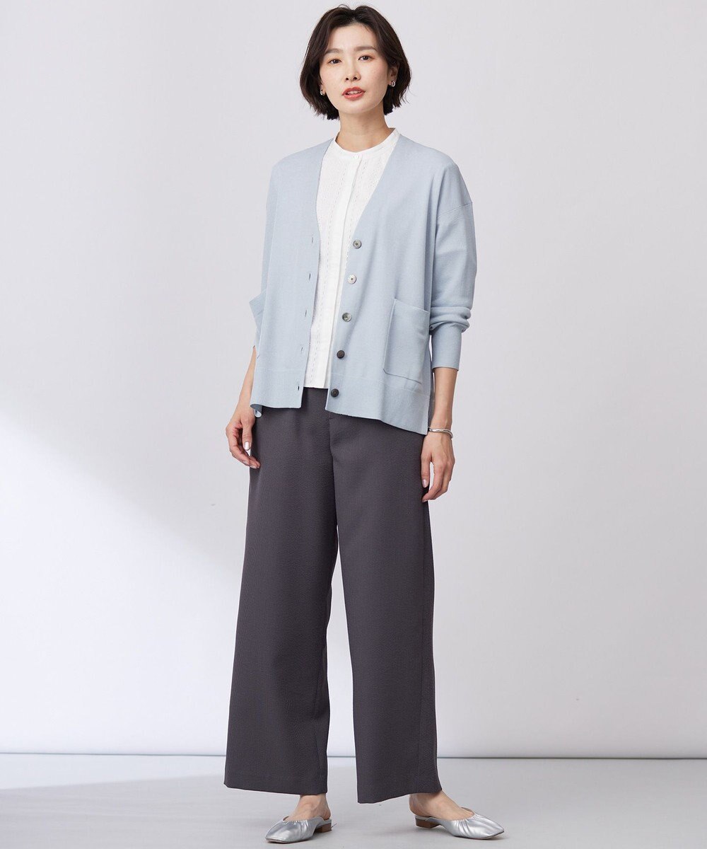 J.PRESS LADIES 【洗える】エアロツイルストライプ イージーパンツ 