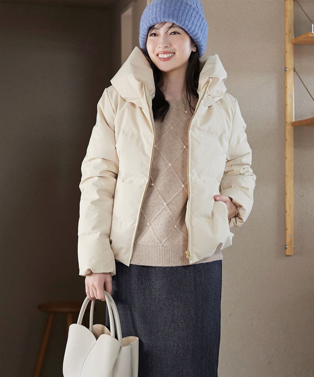 Tiaclasse ダイヤ柄パール付きニットプルオーバー 