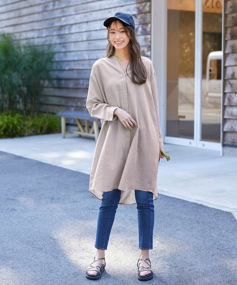 Tiaclasse 【洗える】リネンミックススキッパーシャツワンピース 