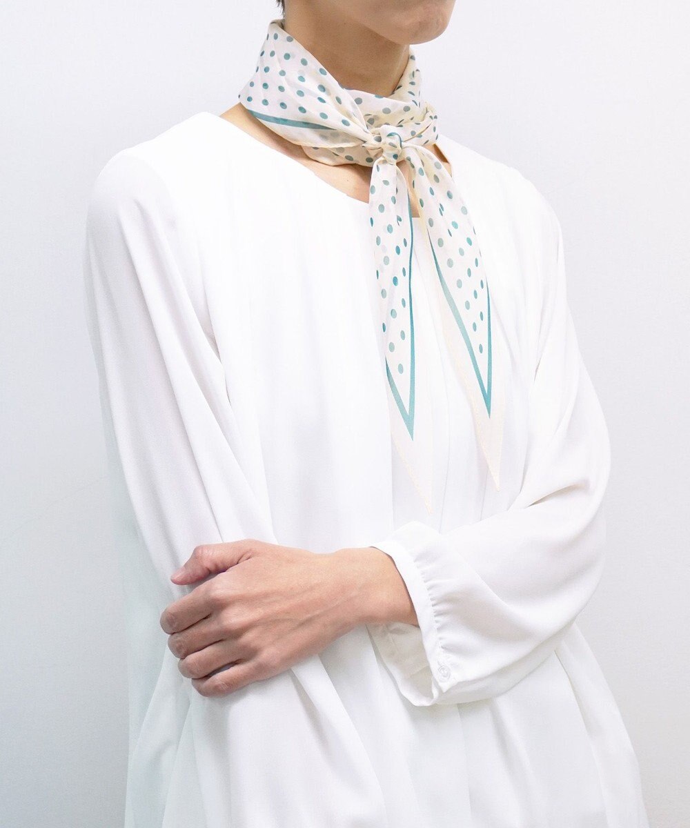 Marca ＜洗えるシルク＞ドット 菱形スカーフ Marcaオリジナル ウォッシャブルシルクローン 