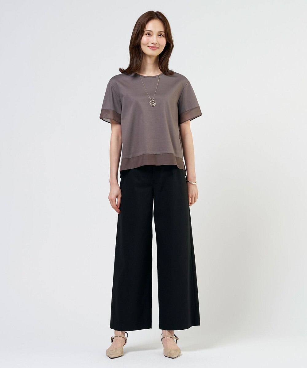 J.PRESS LADIES S 【人気素材】セルロースリネンストレッチ セミワイド パンツ 
