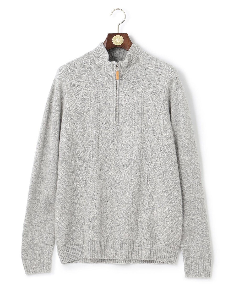 J.PRESS MEN 【Cash Lamb's Wool】ケーブルハーフジップ ニット 
