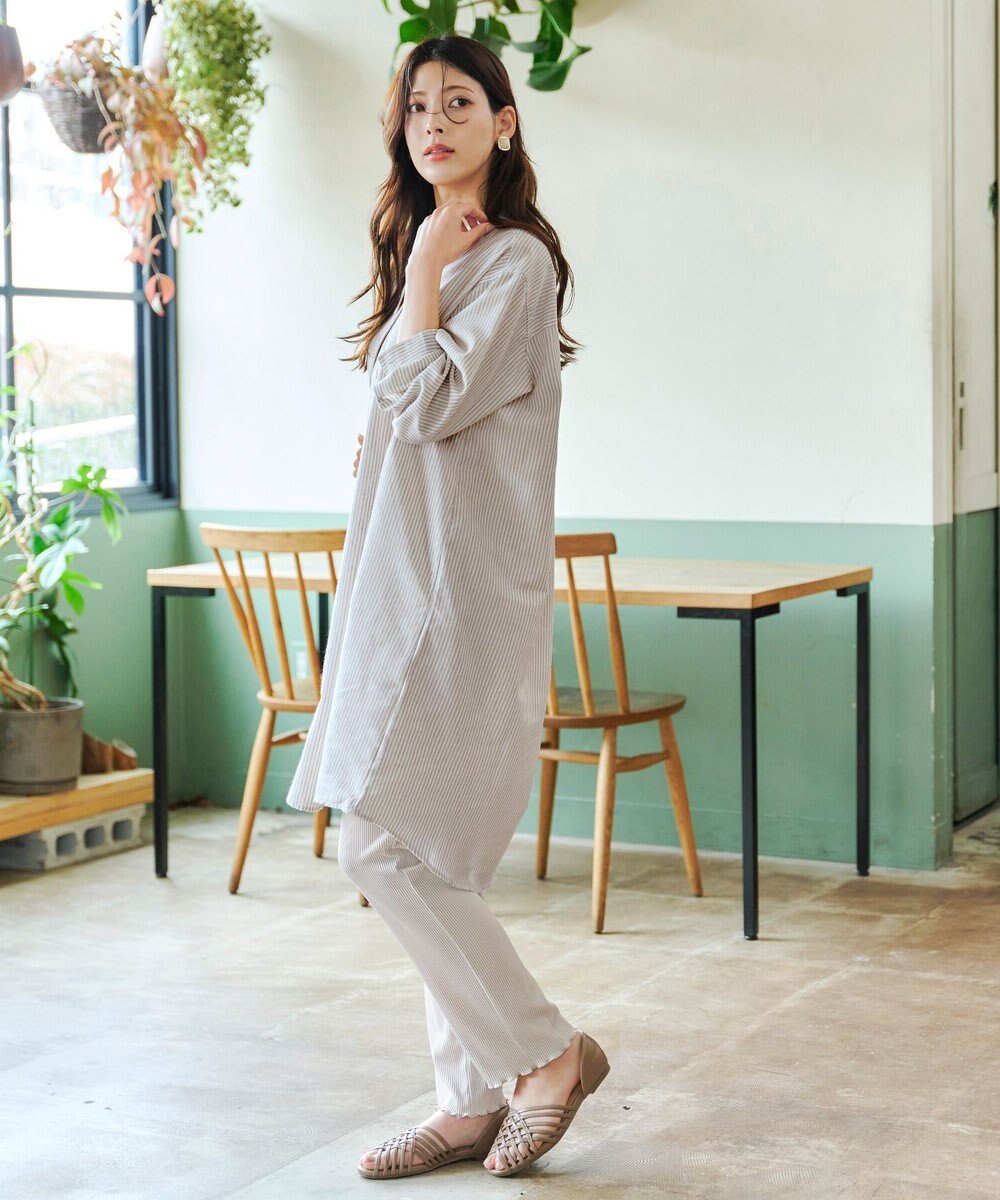 Tiaclasse 【洗える】リネンミックススキッパーシャツワンピース 