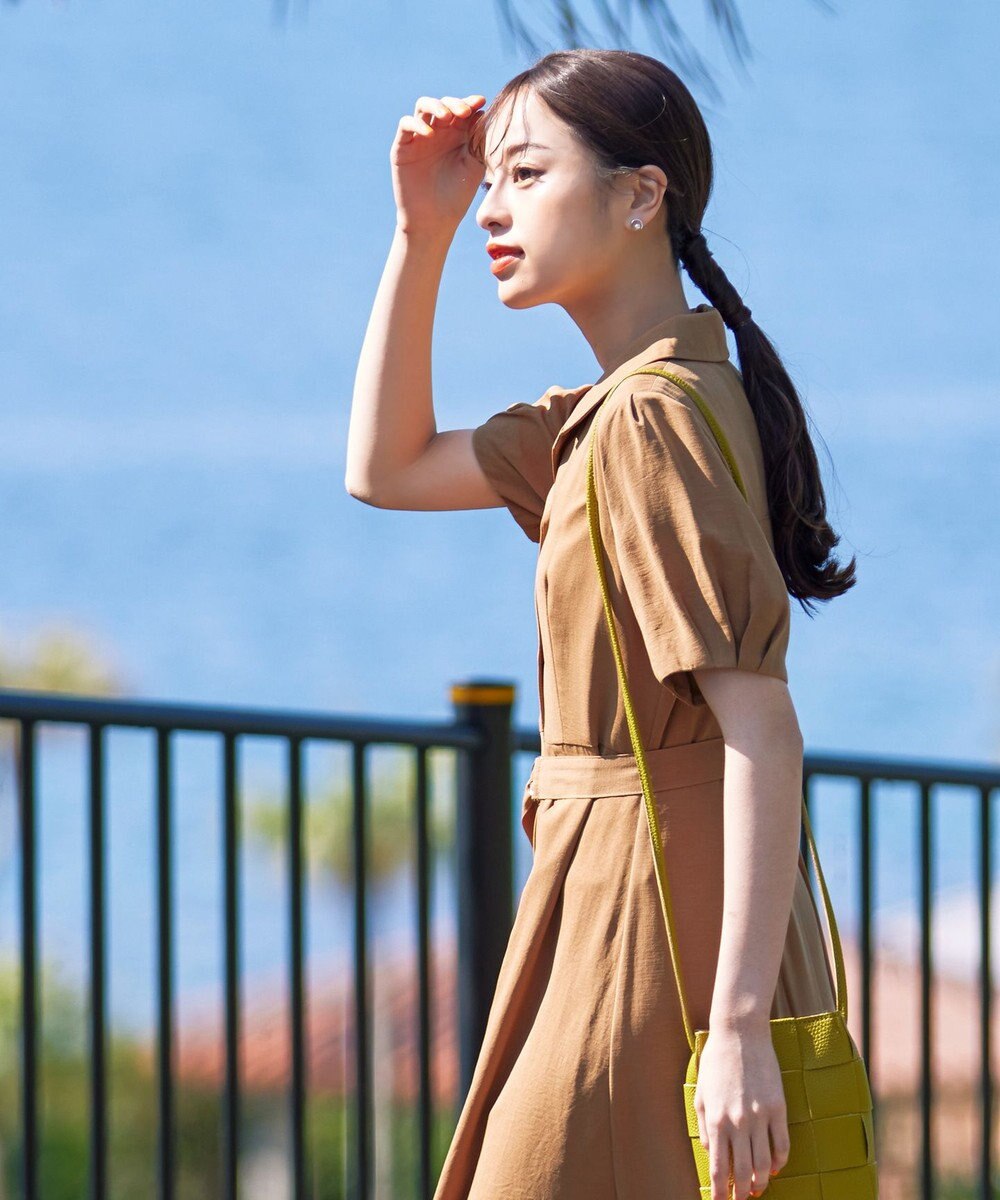 Tiaclasse 【洗える】開襟シャツワンピース 