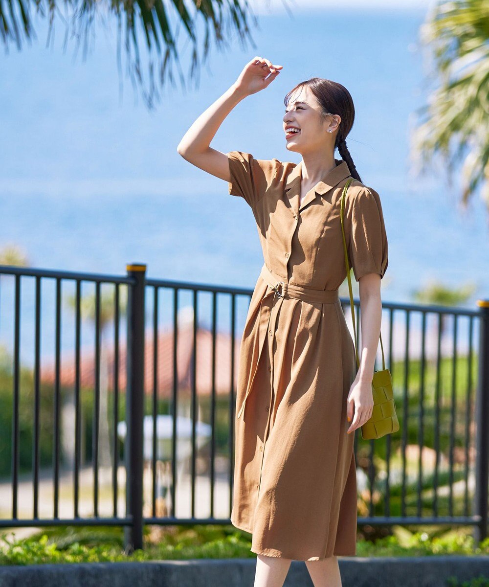 Tiaclasse 【洗える】開襟シャツワンピース 