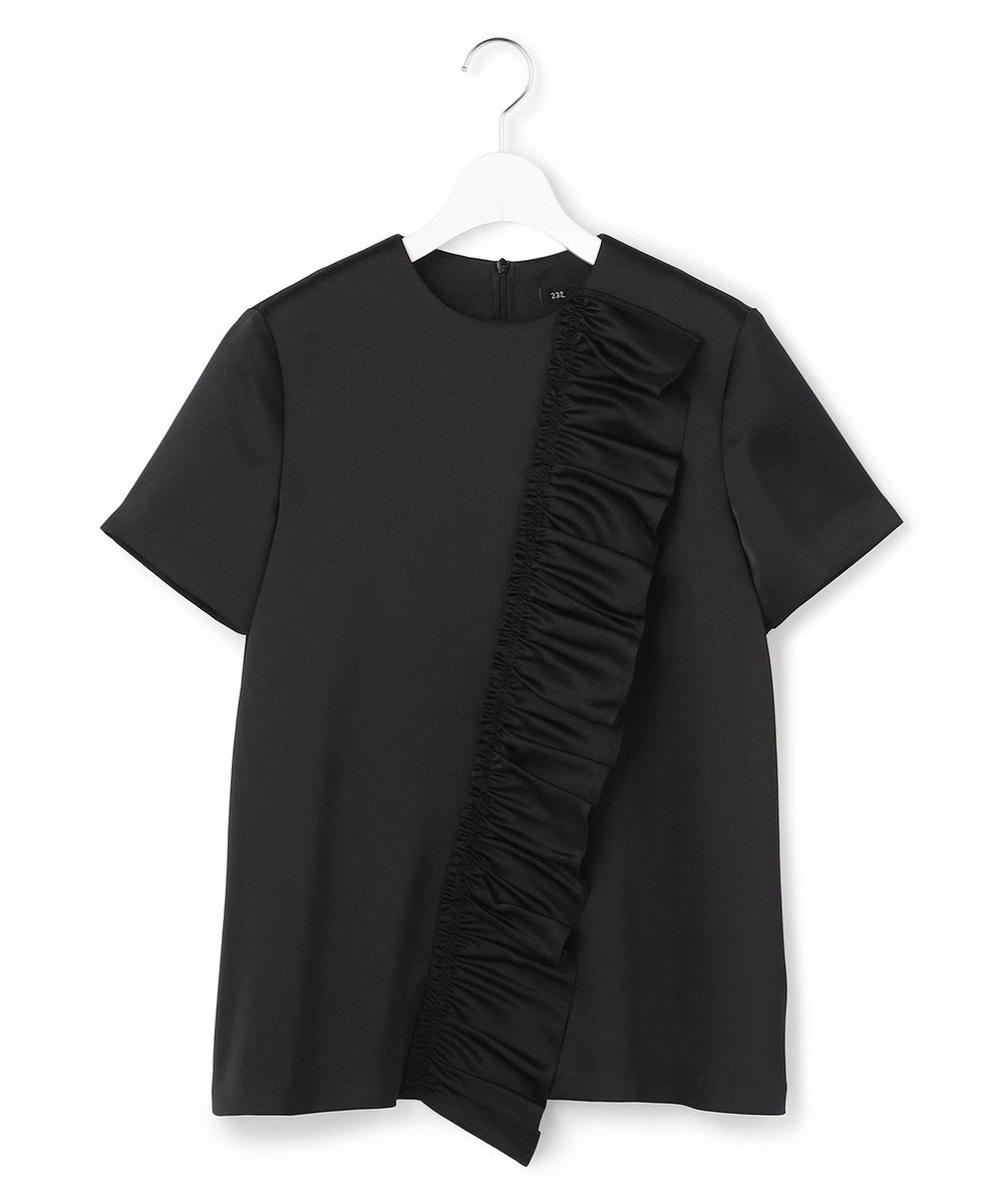 23区 L 【APPLAUDIR】クリアダブルサテン フリルデザイン ブラウス 