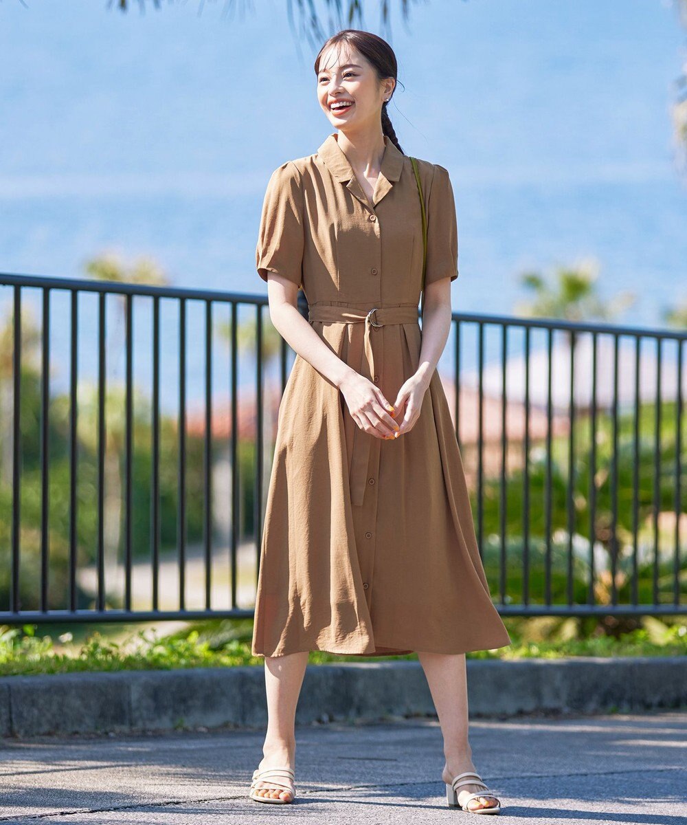 Tiaclasse 【洗える】開襟シャツワンピース 