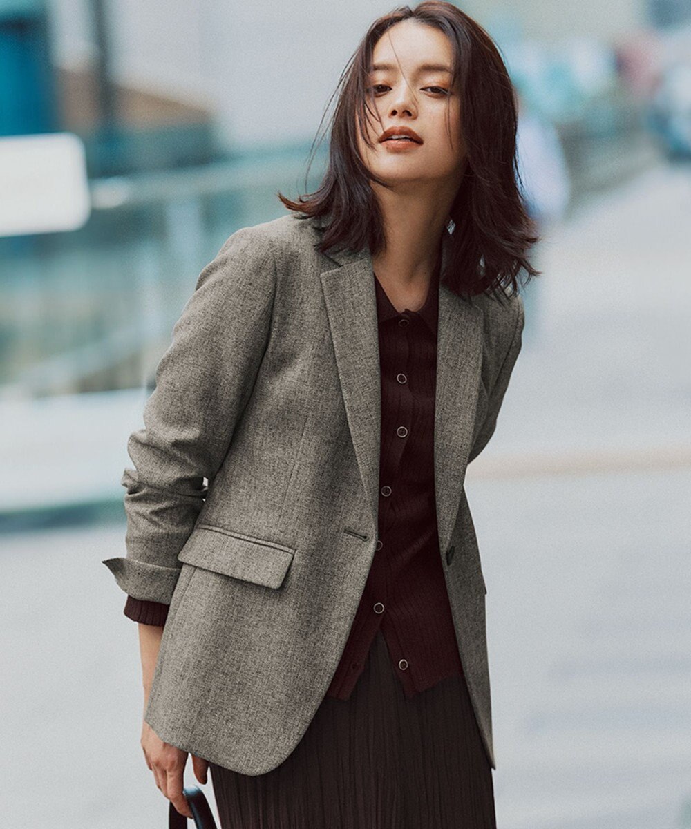 23区 【洗える】ウールライクカルゼ テーラード ジャケット 