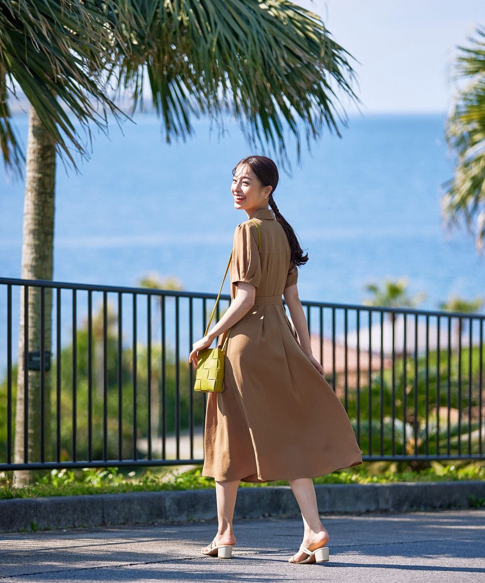 Tiaclasse 【洗える】開襟シャツワンピース 