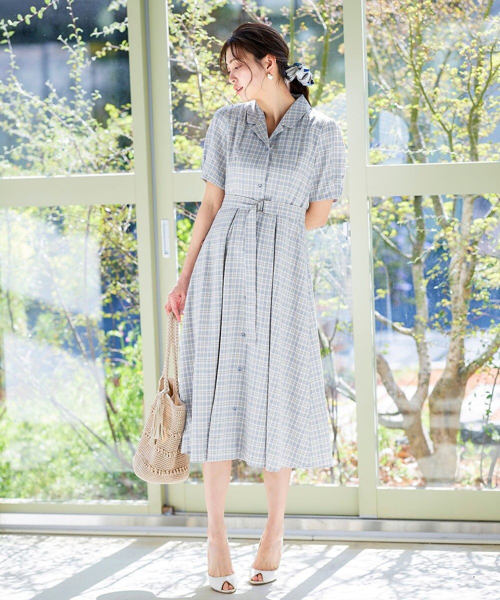 Tiaclasse 【洗える】開襟シャツワンピース 