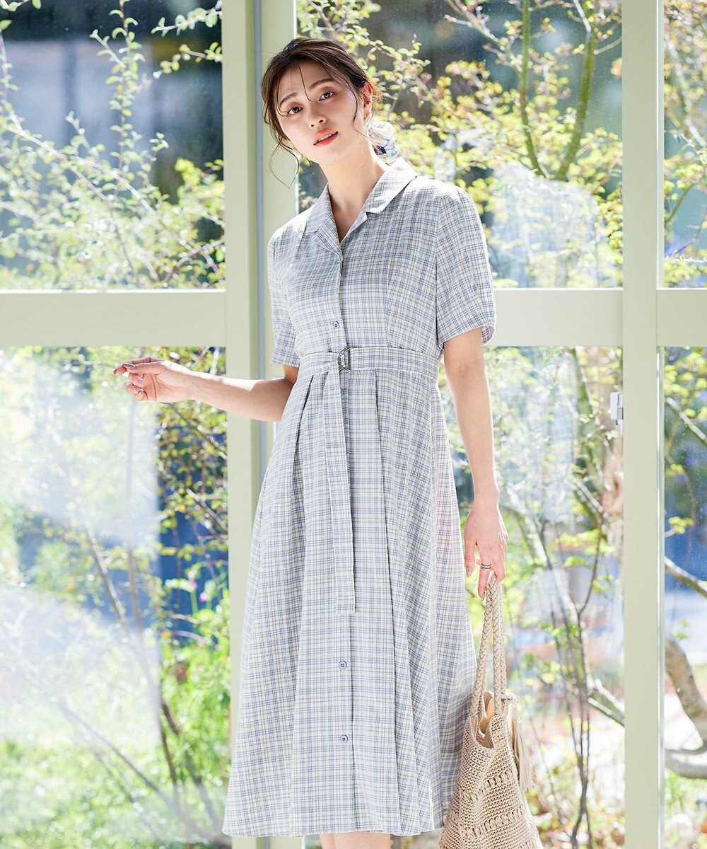 Tiaclasse 【洗える】開襟シャツワンピース 