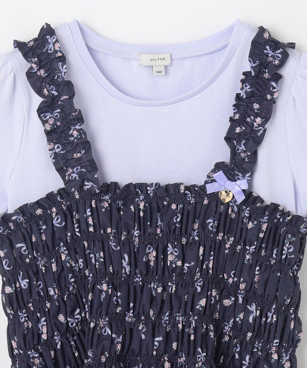 ANY KIDS フラワー×リボン ビスチェ付きTシャツ 