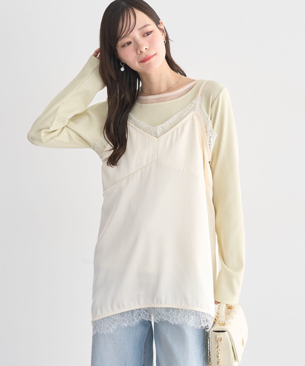 earth music&ecology 【予約】ランジェリーライクレースキャミ 