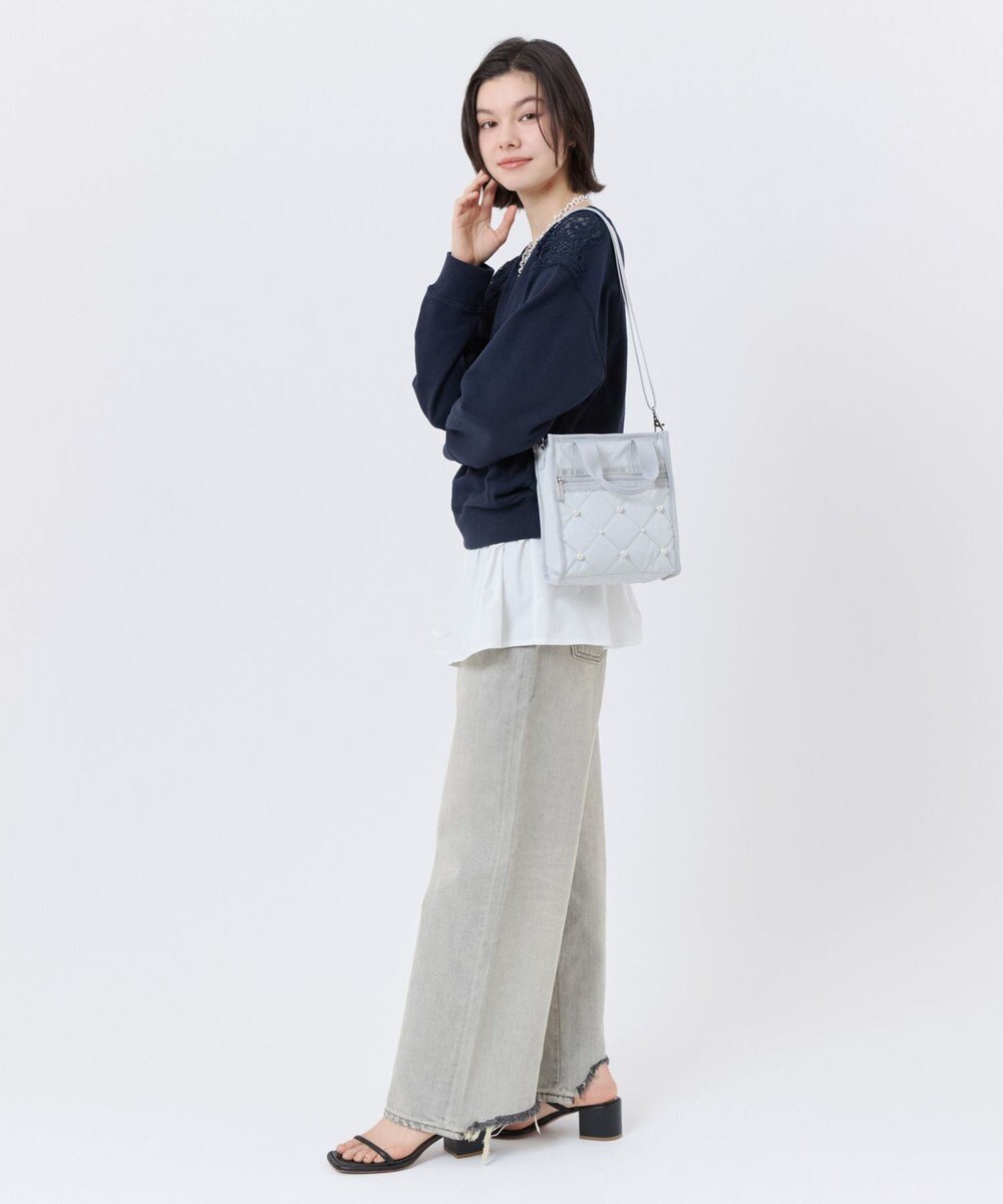 LeSportsac MINI N/S TOTE W/ PEARLS/ミストグレーパール 