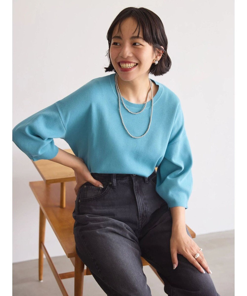 AMERICAN HOLIC ５分袖タックスリーブニットプルオーバー 