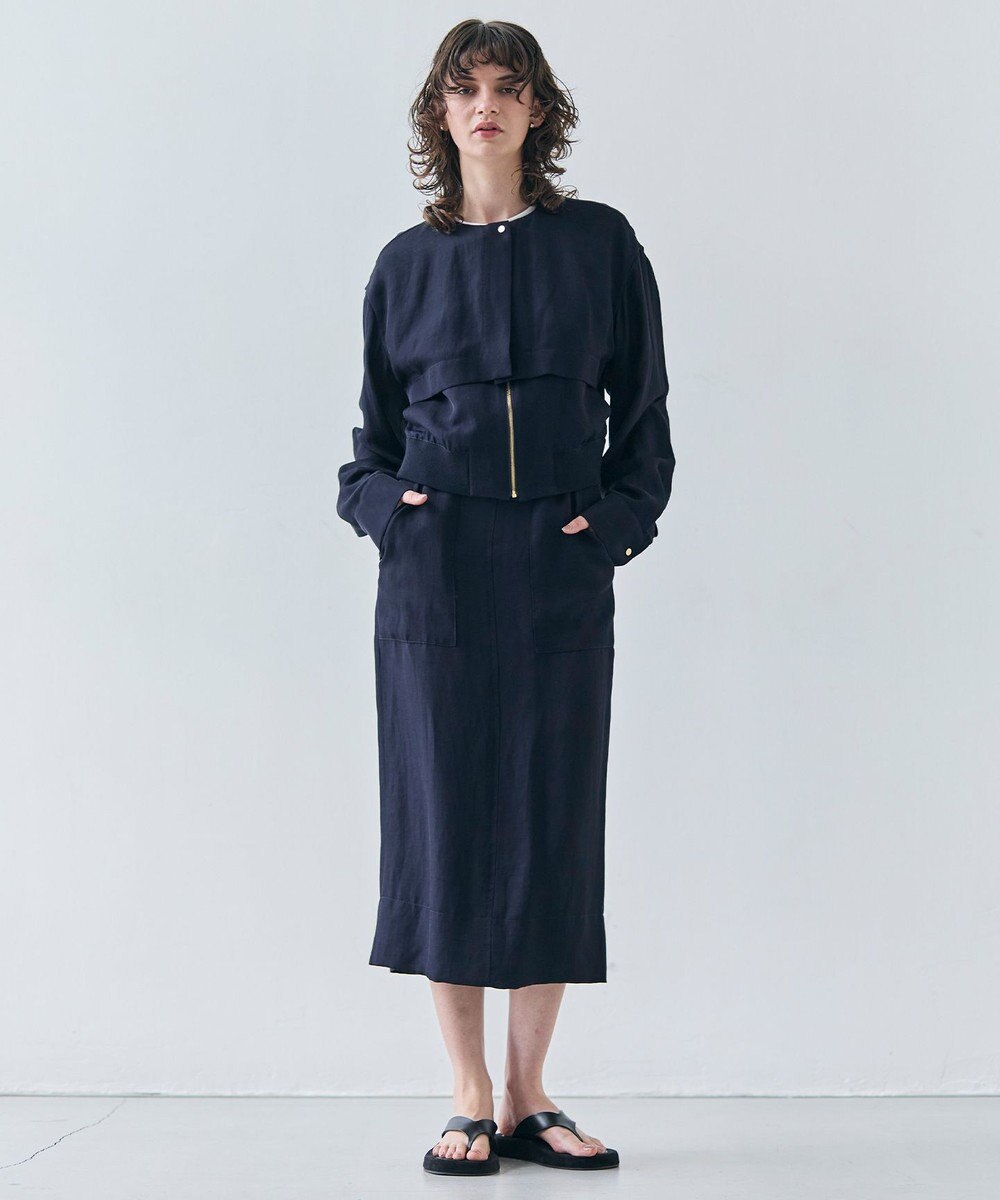 BEIGE， 【洗える】BERNARD / リネンノーカラーラップブルゾン 