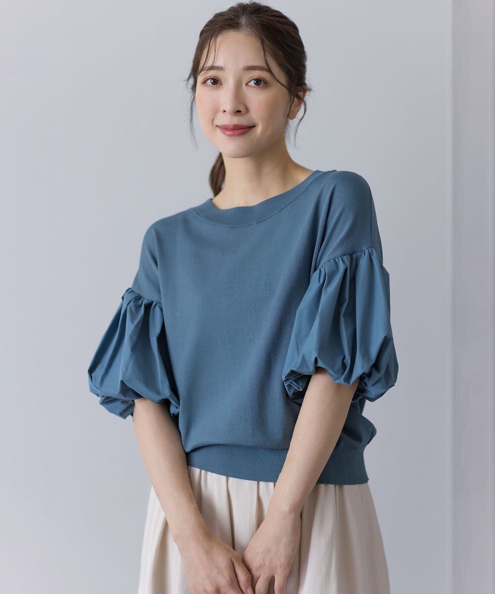 組曲 ストレッチクリアパフ袖 ニット 